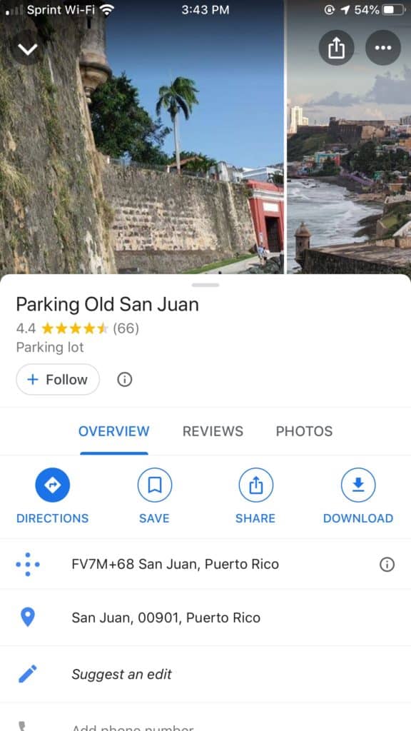 parking win Old San Juan Puerto Rico