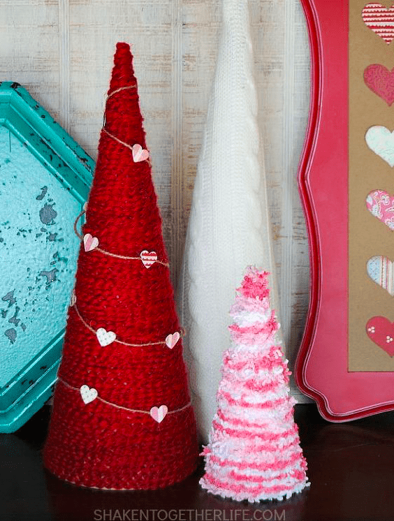 Valentines day decor, valentines day crafts for adults to decorate your house for the holidays. These easy crafts will get you in the spirit and ready to celebrate the day of love. Valentines day decorations are so cute! And these Valentines day ideas are all winners! Valentines day DIY for a happy valentines day. Perfect for any Valentines day party you may have. Yarn craft, yarn tree