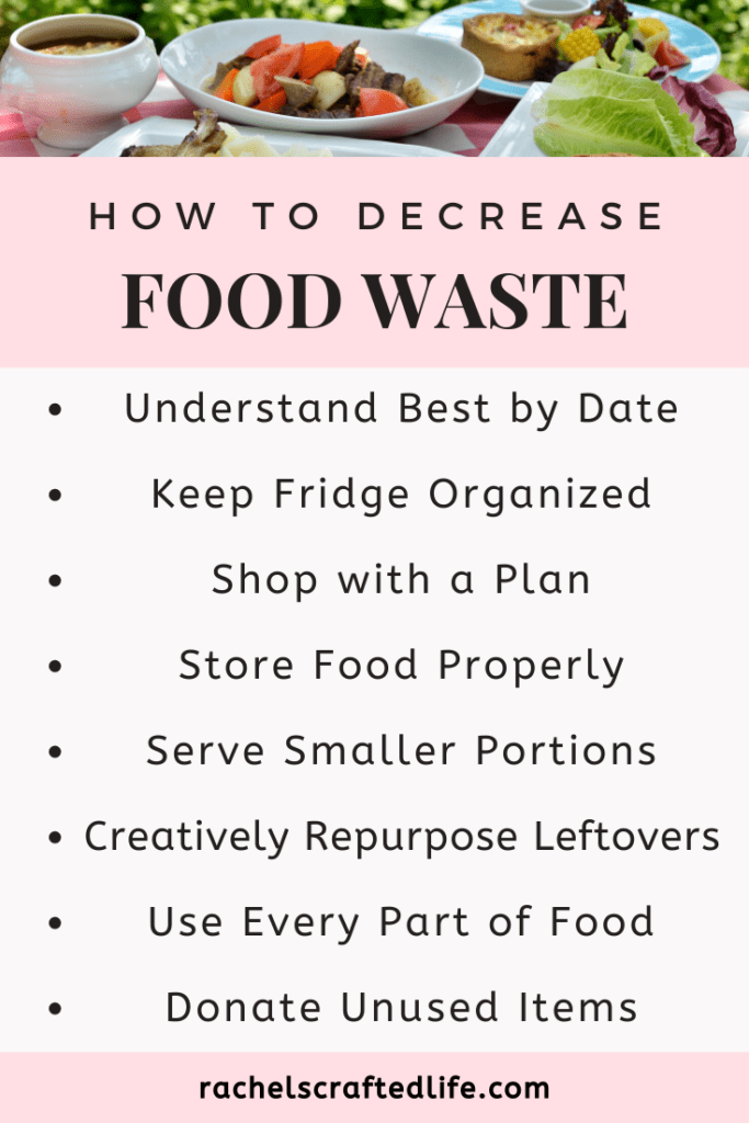 7 tips to decrease food waste and save money. These 7 steps to decreasing food waste are easy to follow and can save you tons of money from your food budget. It all starts with a food plan and stretching your food to the max. We can all learn to avoid food waste by learning a few new skills. So if you want to learn how to decrease your food bill then learn how to reduce food waste in 7 easy steps. A little strategic meal planning and smart food shopping can prevent food waste and save money.