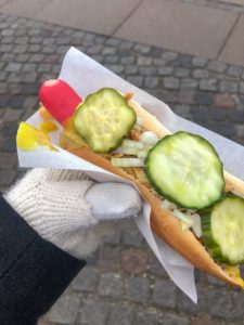 Red hot dogs are such a classic meal in Denmark. They make an easy meal to try when you only have one day in Copenhagen, Denmark. I would add them to your list of must try foods in Copenhagen.