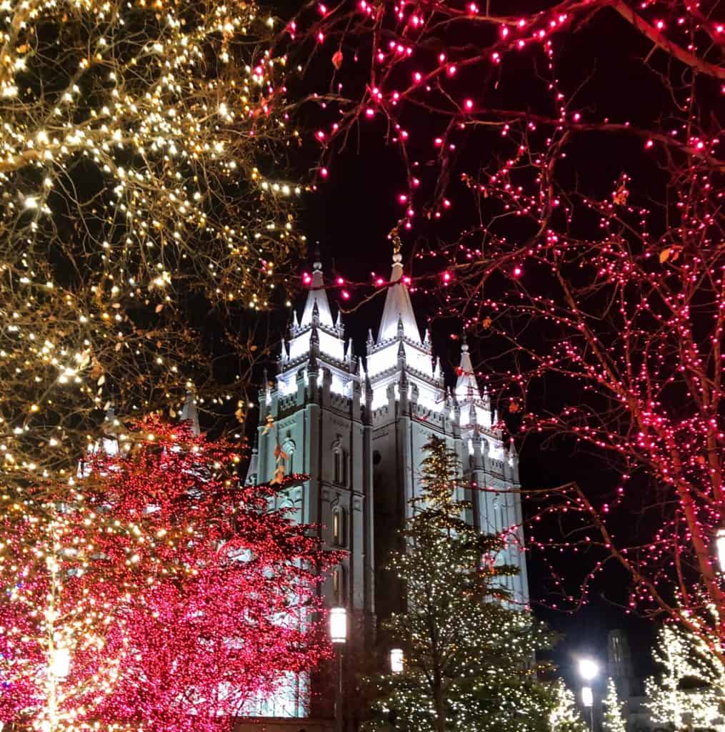 The Salt Lake City Temple in the Winter. The christmas lights on temple square are a must do winter activity in Utah for sure. 