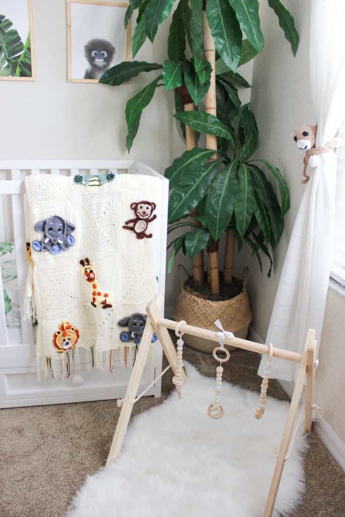 A gender neutral safari nursery is such a cute nursery theme! This safari nursery theme is fun, light and airy, plus absolutely adorable. There are a few travel nursery details thrown in and it is the happiest room in the house. I hope it helps you with your own nursery inspiration.