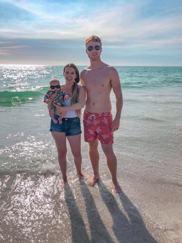 a family portrait on Anna Maria Island. This family friendly vacation spot in florida is a great place to come no matter how small your kids are. The island is baby, toddler and kid friendly!