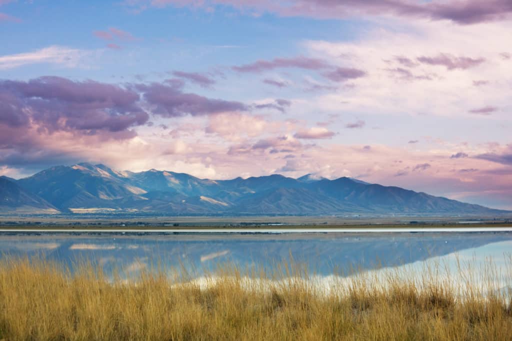 A beautiful nature scene overlooking the Great Salt Lake.