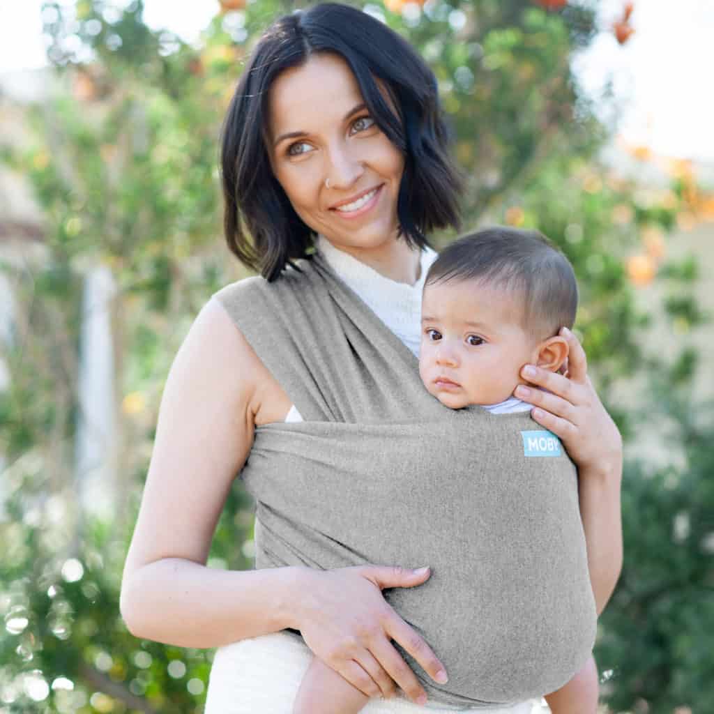 the Moby classic wrap is a terrific baby carrier for newborns on travels to see the grandparents.