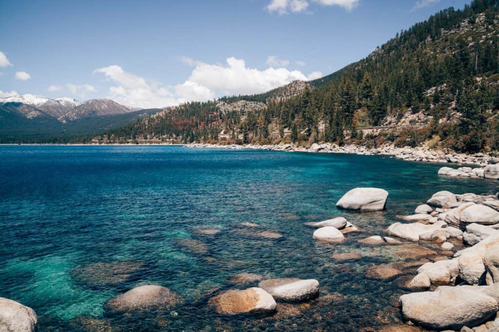 Lake Tahoe is a stunning place to visit in the US with crystal blue water and amazing hiking.