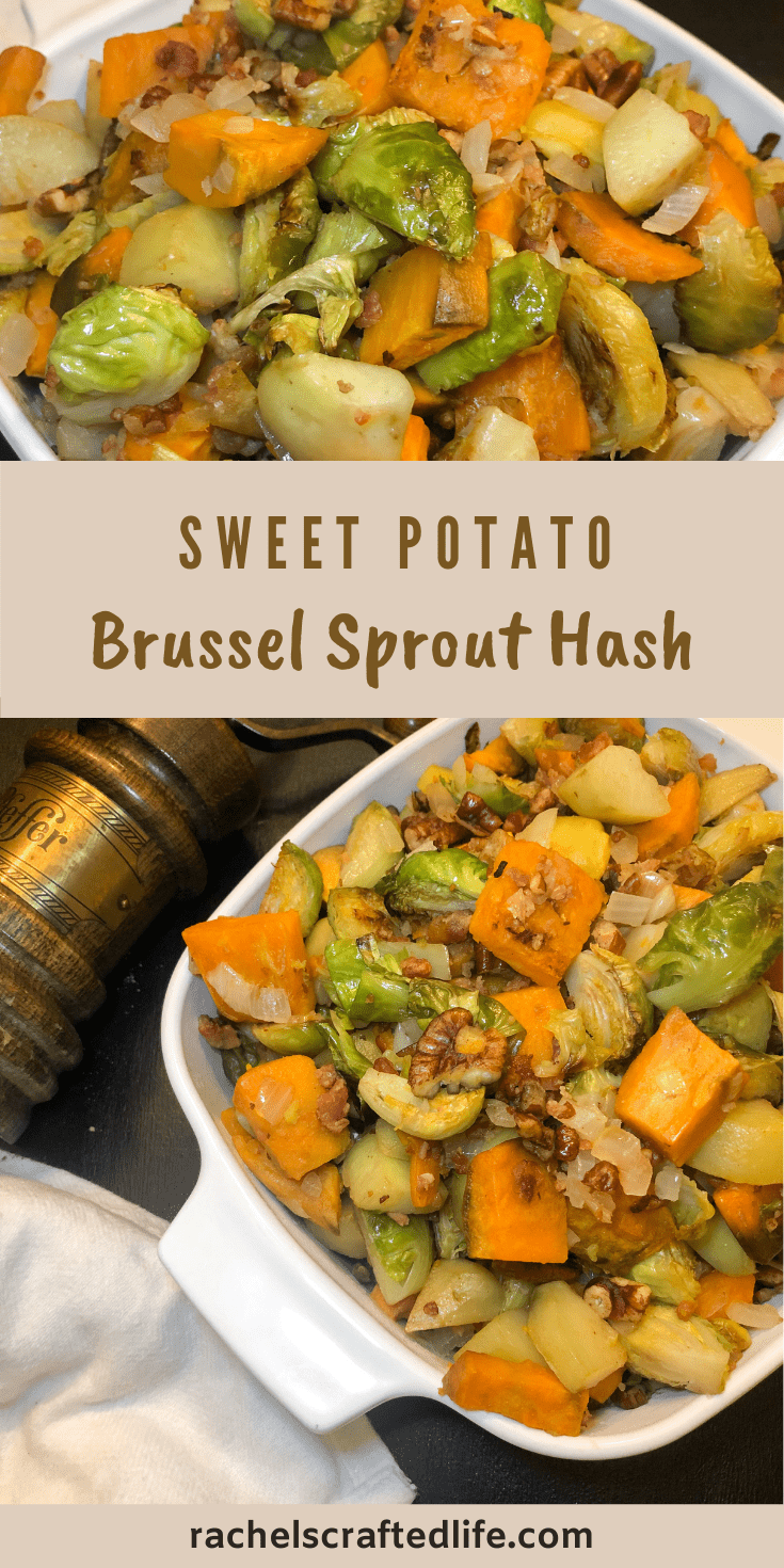 Sweet Potato Brussel Sprout Hash with Bacon - Rachel's Crafted Life