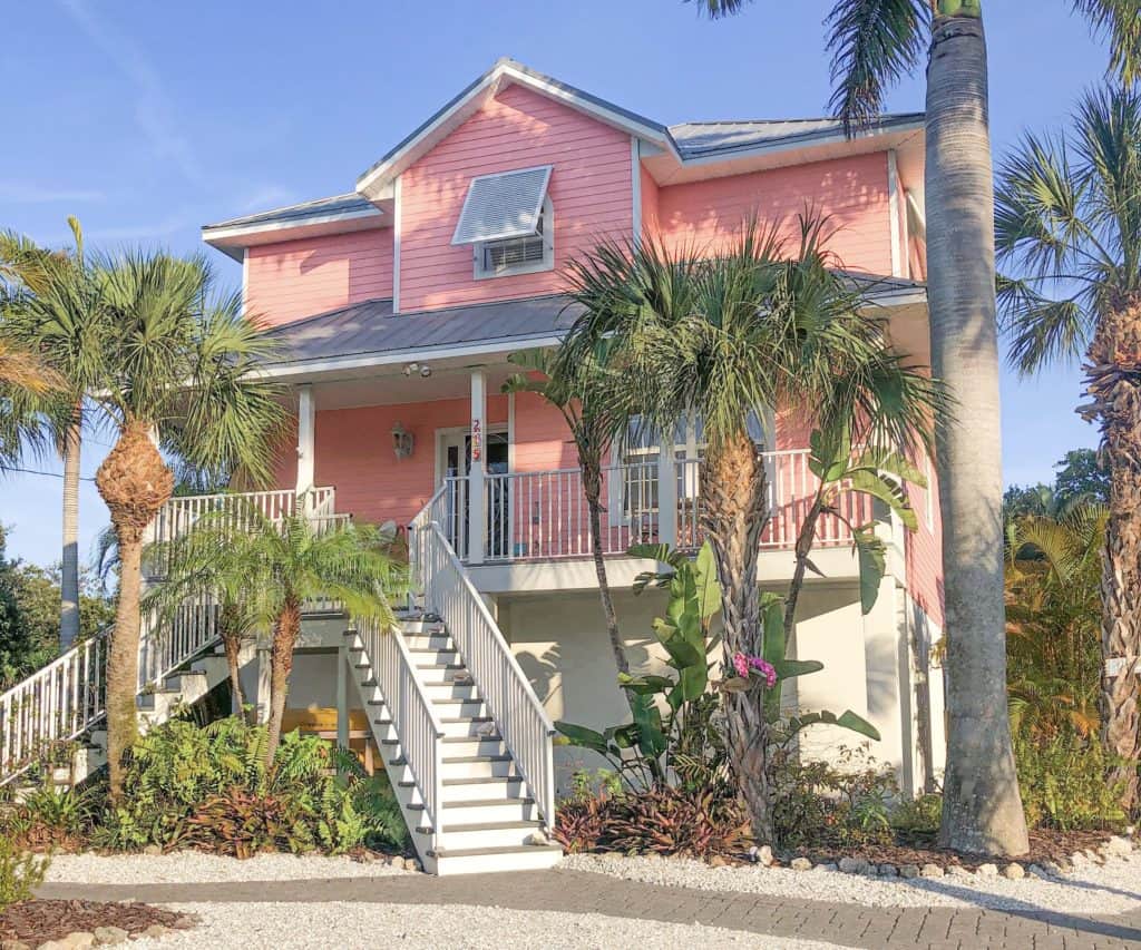 A stunning pink beach house on Anna Maria Island