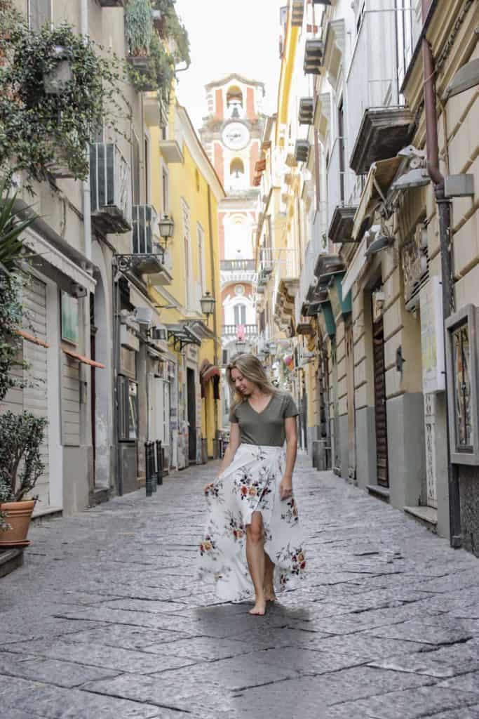 Walking the streets of Sorrento, Italy in the early morning.