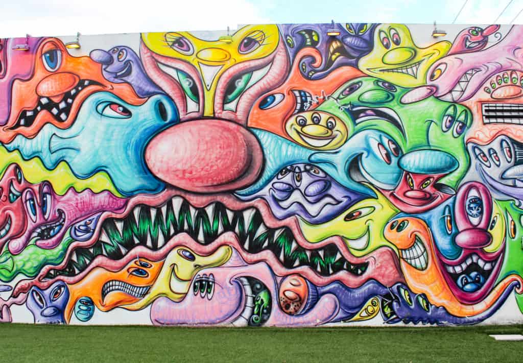 A colorful mural at Wynwood Walls from 2018.