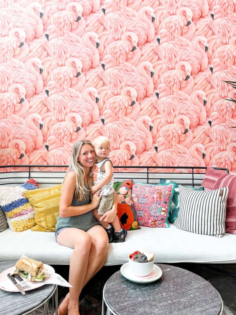 Dreamer cafe in South beach has a beautiful flamingo backdrop that makes it one of the most instagrammable places in Miami and a delicious place to eat.