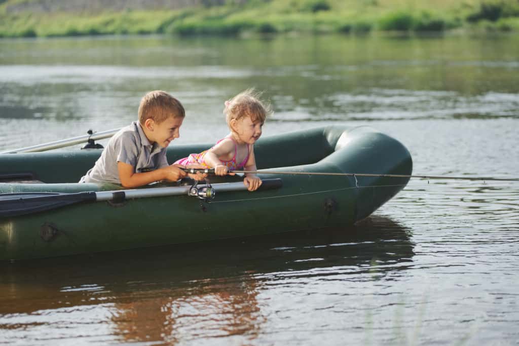 Kids fishing on the Arkansas River.