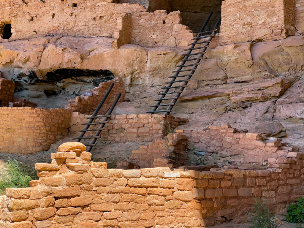Some house tours in Mesa Verde include unique elements such as wooden ladders and even one tunnel.