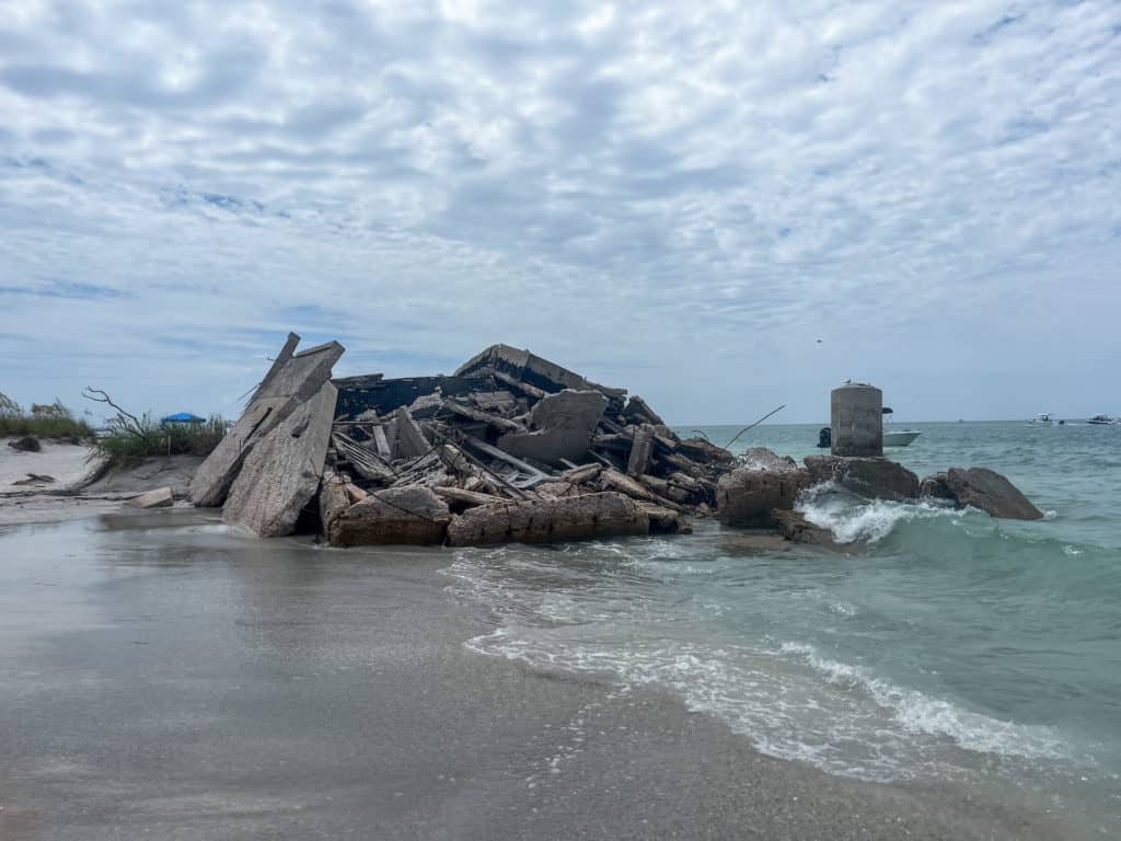 The old power plant on Egmont Key slowly falling into the ocean.
