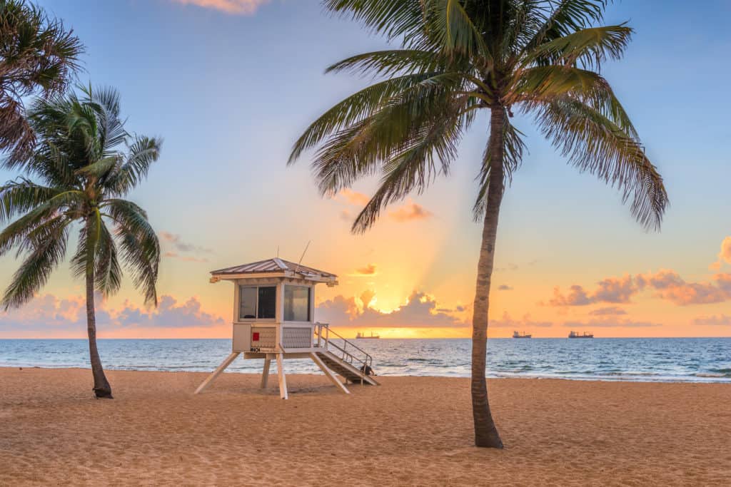 Fort Lauderdale beach at sunset.