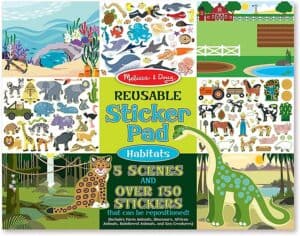 Reusable stickers are a very fun on the go road trip toy for toddlers
