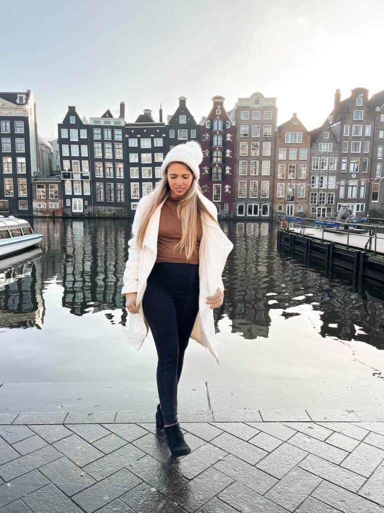 What I wore sightseeing in the winter in Amsterdam. 