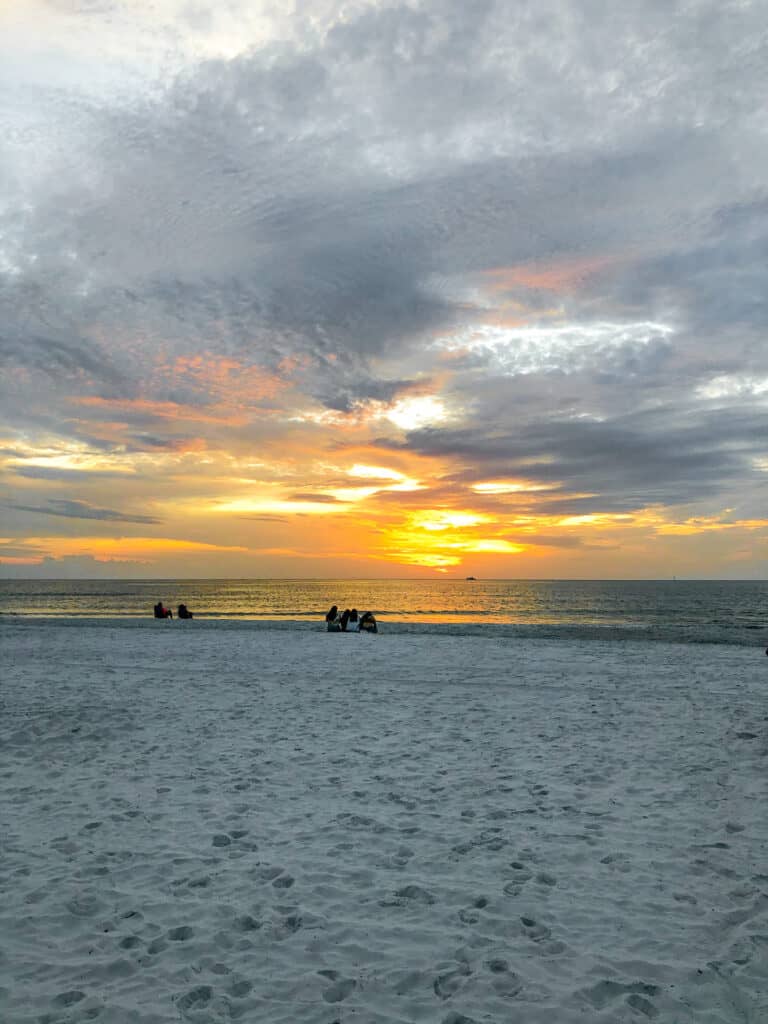 A dramatic sky and sunset at Clearwater Beach.