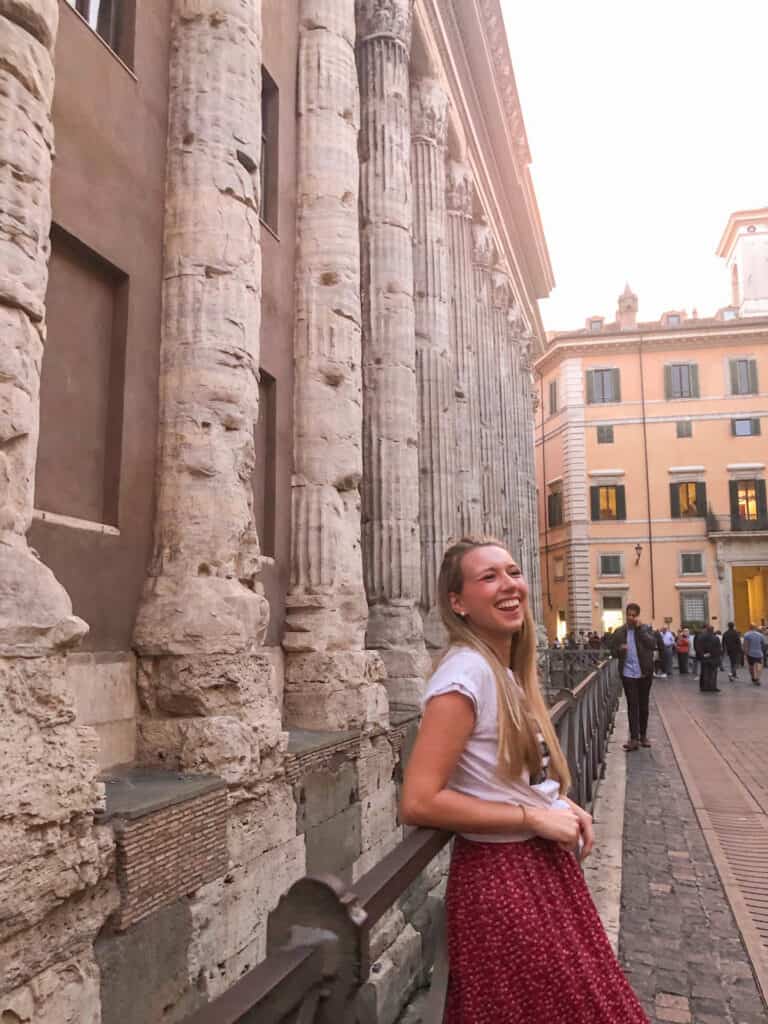 When deciding what to wear in Rome in October you can expect warm days and cool evenings. I was comfortable most of the time in short sleeve tops and skirts.