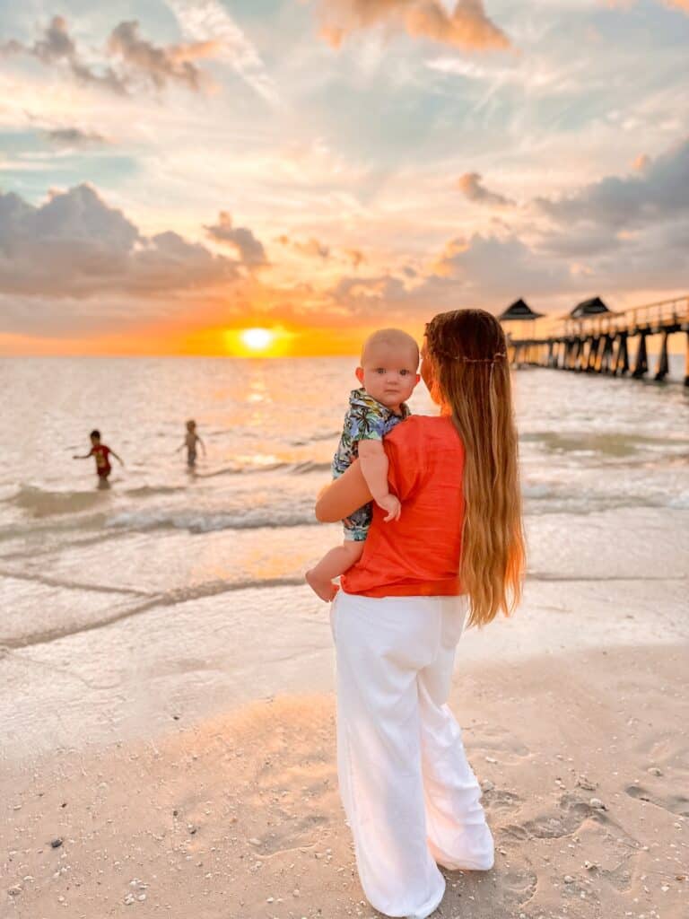 the stunning sunsets on Naples beach are the perfect ending to a two day itinerary in Naples Florida