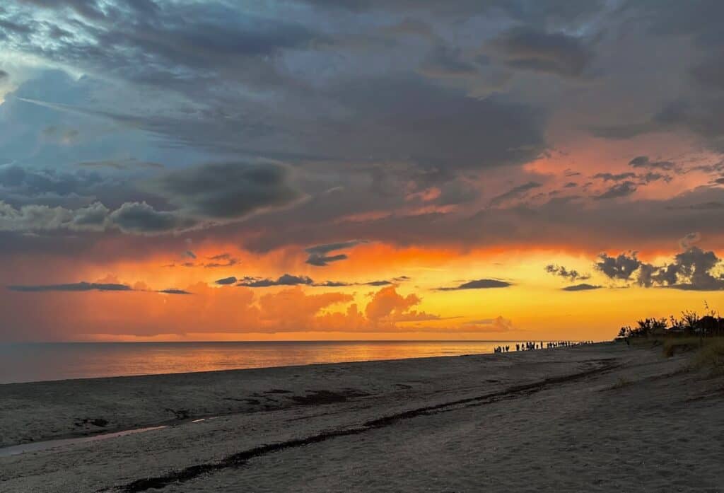 Sunset at englewood beach near Venice, Florida One of the best shark tooth beaches.